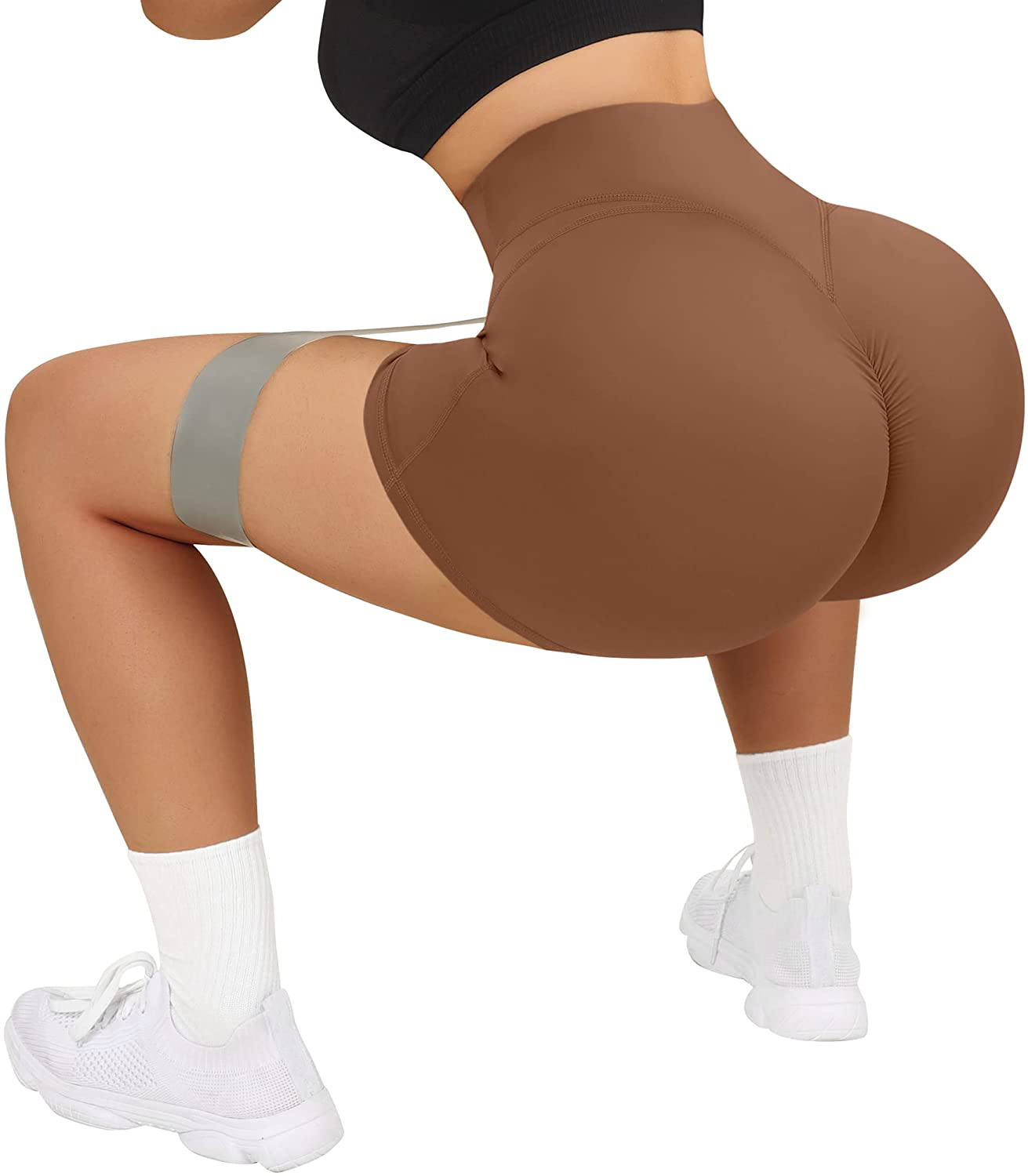MOOSLOVER Women V Cross Waist Workout Shorts Butt Lifting High Waisted Biker Shorts Apparel & Accessories > Clothing > Shorts Kylie Max   