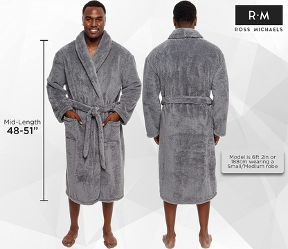 Ross Michaels Mens Luxury Robe Big & Tall - Plush Fleece Bathrobe 400GSM Mid Apparel & Accessories > Clothing > Sleepwear & Loungewear > Robes Kylie Max   
