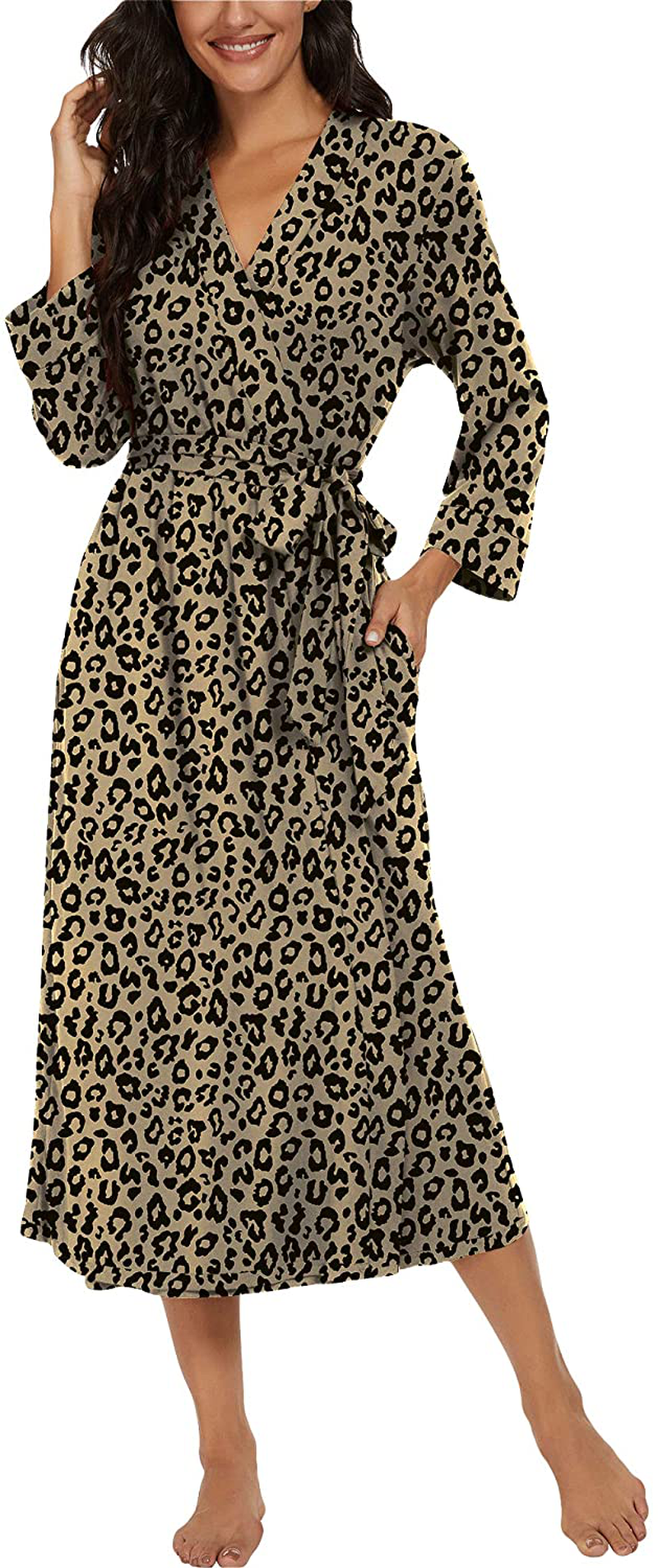 VINTATRE Women Kimono Robes Long Knit Bathrobe Lightweight Soft Knit Sleepwear V-Neck Casual Ladies Loungewear Apparel & Accessories > Clothing > Sleepwear & Loungewear > Robes Kylie Max   