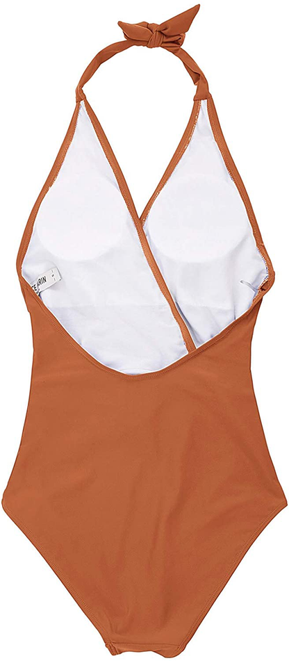 GRACE KARIN Women'S Halter Swimwear V Neck Stripe One-Piece Swimsuit Monokini Apparel & Accessories > Clothing > Swimwear Kylie Max   