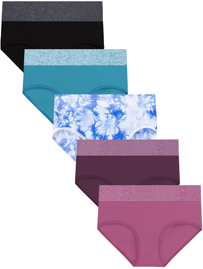 Women'S Low/High Waist Seamless Underwear Soft Full Coverage Ladies Panties Colorful Breathable Stretch Briefs 5-Pack Apparel & Accessories > Clothing > Underwear & Socks > Underwear LALESTE   