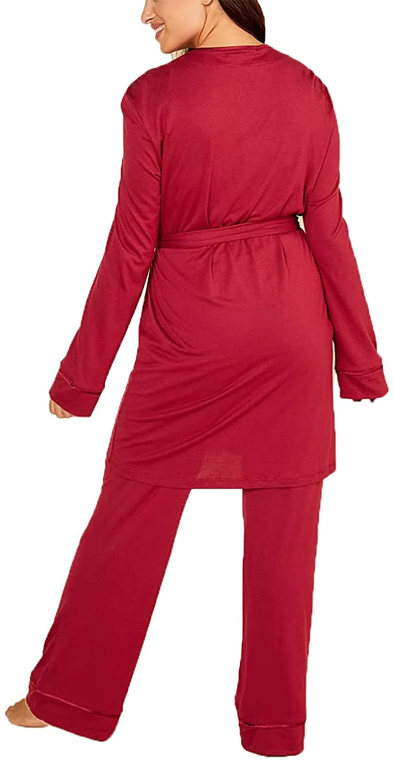 Cosabella Women'S Bella Curvy Racerback Cami Robe & Pant Pajama Set, Deep Ruby/Deep Ruby, Petite Apparel & Accessories > Clothing > Sleepwear & Loungewear Kylie Max   