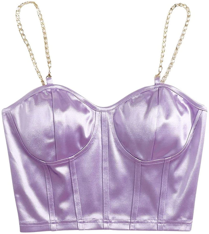 Shein Women'S Bustiers Corsets Crop Tops Chain Straps Party Clubwear Bodice Tank Top Apparel & Accessories > Clothing > Underwear & Socks > Lingerie SheIn   