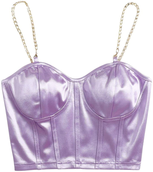 Shein Women'S Bustiers Corsets Crop Tops Chain Straps Party Clubwear Bodice Tank Top Apparel & Accessories > Clothing > Underwear & Socks > Lingerie SheIn   