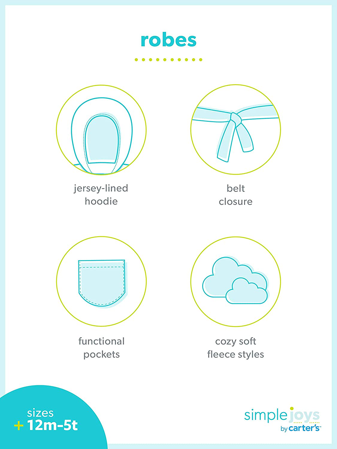 Simple Joys by Carter'S Toddler Girls' Hooded Sleeper Robe Apparel & Accessories > Clothing > Sleepwear & Loungewear > Robes Kylie Max   