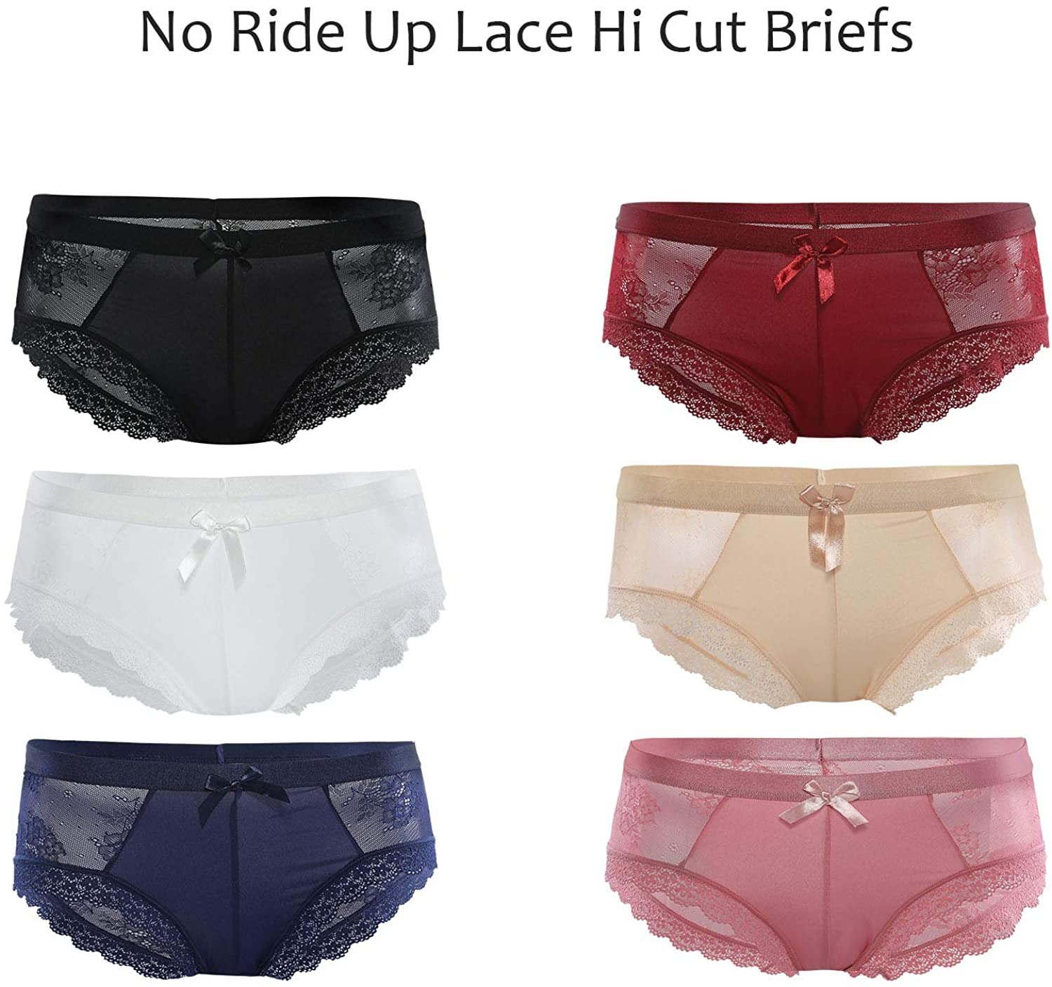 LEVAO Womens Bikini Panties Underwear Lace Hipster Seamless Sexy Hi Cuts Pack 6 Apparel & Accessories > Clothing > Underwear & Socks > Underwear LEVAO   