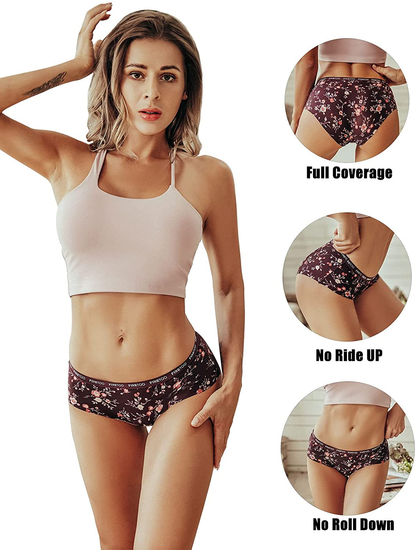 FINETOO Womens Bikini Panties Underwear Soft Stretch Hipster Laser Cut Briefs Sexy Low Rise Hiphugger Cheekini Multi Pack Apparel & Accessories > Clothing > Underwear & Socks > Underwear KYLIE MAX   
