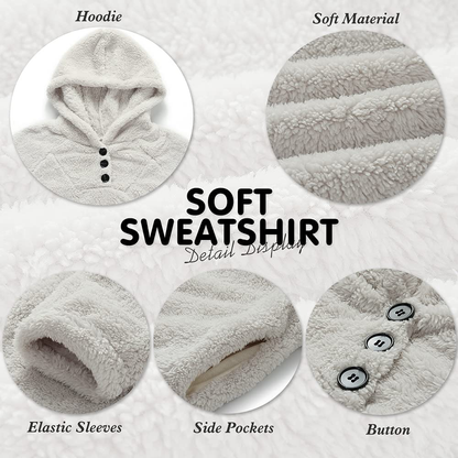 KIRUNDO Winter Women’S Fuzzy Fleece Hoodies Sweatshirts Casual Long Sleeves Shaggy Sherpa Pullover with Pockets Apparel & Accessories > Clothing > Activewear Kylie Max   
