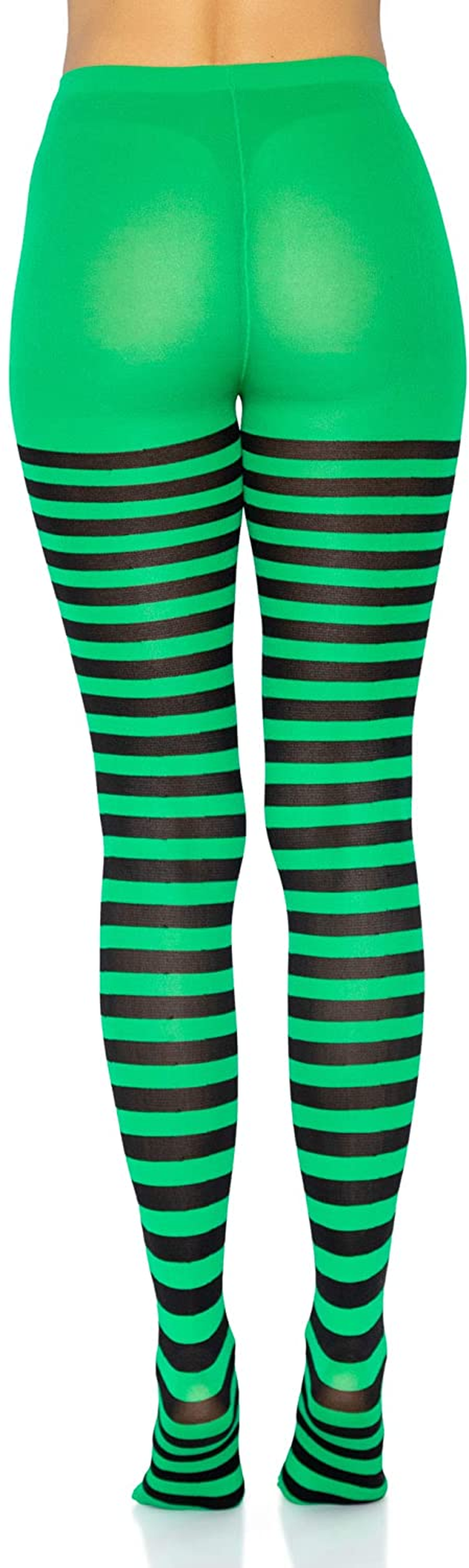 Leg Avenue Womens Nylon Striped Tights Costume Hosiery, Black/Kel Gr, One Size US Apparel & Accessories > Clothing > Underwear & Socks > Shapewear Leg Avenue   