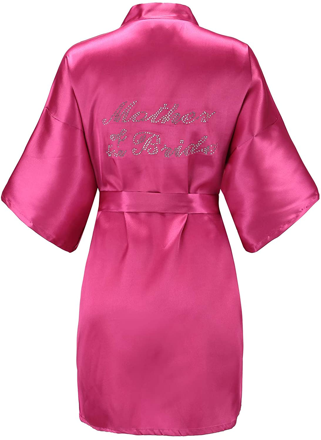 EPLAZA Women'S One Size Silver Rhinestones Bride Bridesmaid Short Satin Robes for Wedding Party Getting Ready Apparel & Accessories > Clothing > Sleepwear & Loungewear > Robes EPLAZA Rose Red Mother of The Bride 