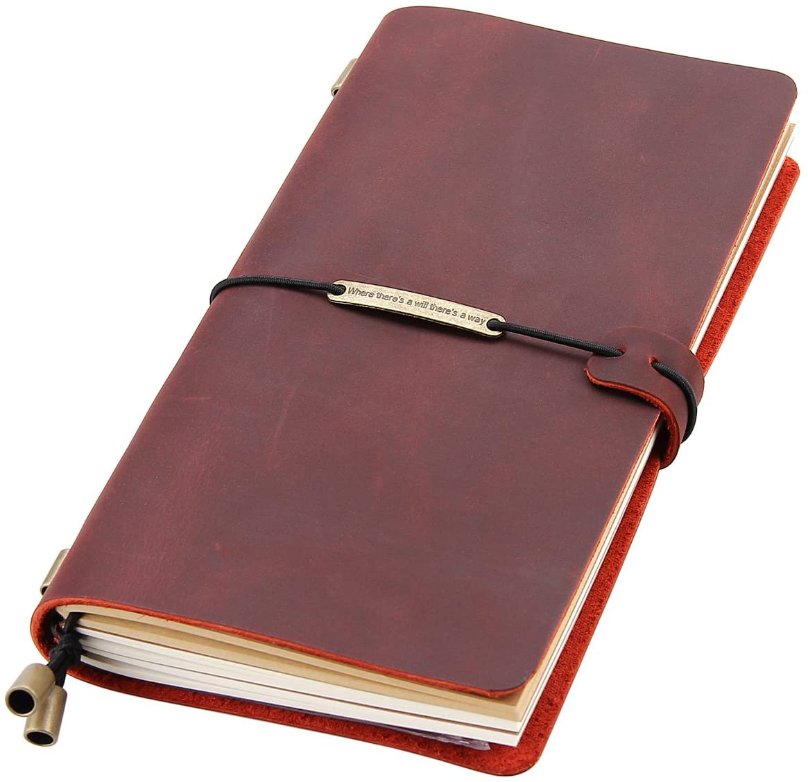 Refillable Handmade Travelers Notebook, Leather Travel Journal Notebook for Men & Women, Perfect for Writing, Gifts, Travelers, 5.2" x 4" Inches - Wine Arts & Entertainment > Party & Celebration > Gift Giving Robrasim Wine 8.5" x 4.5" 