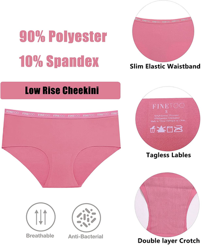 FINETOO Womens Bikini Panties Underwear Soft Stretch Hipster Laser Cut Briefs Sexy Low Rise Hiphugger Cheekini Multi Pack Apparel & Accessories > Clothing > Underwear & Socks > Underwear KYLIE MAX   