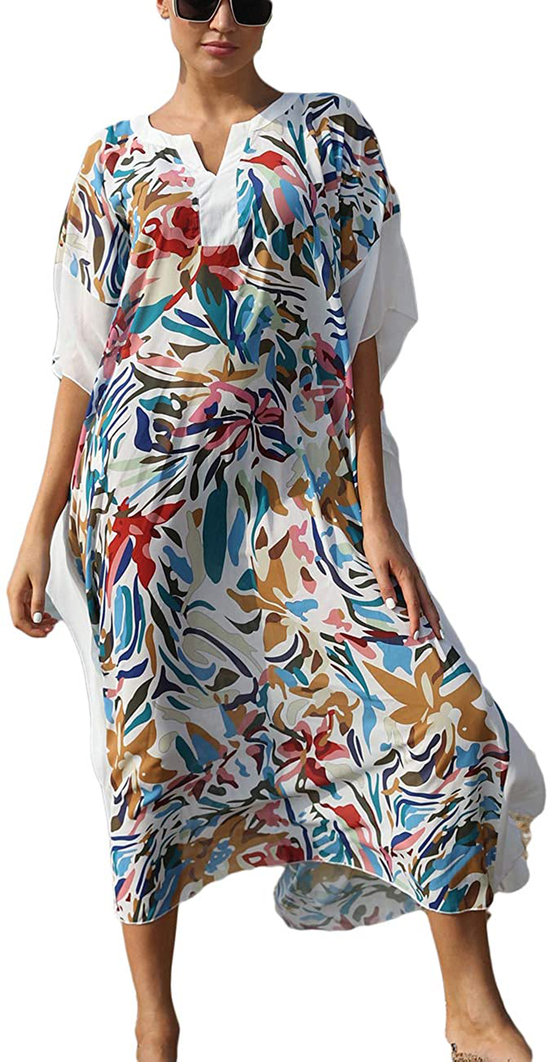 Bsubseach Women Beachwear Turkish Kaftans Long Swimsuit Cover up Caftan Beach Dress Apparel & Accessories > Clothing > Swimwear Kylie Max   