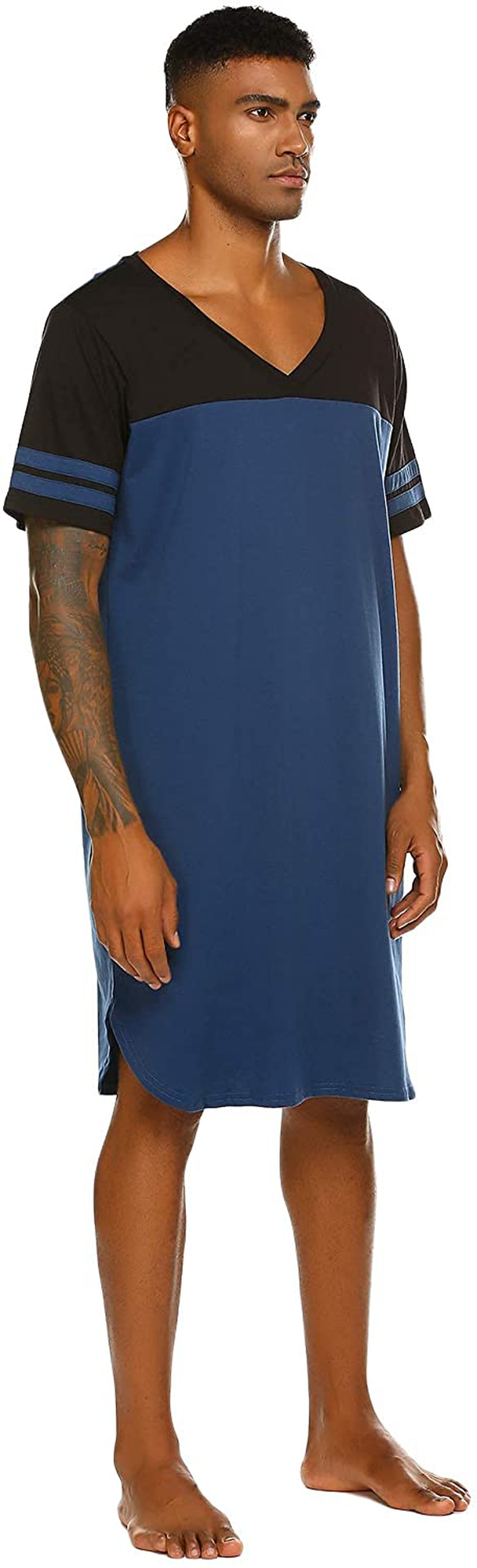 Ekouaer Nightgowns Mens V Neck Long Sleeve Sleepwear Big&Tall Pajama Sleeping Wear Loungewear Nightshirts M-XXXL Apparel & Accessories > Clothing > Sleepwear & Loungewear > Nightgowns Kylie Max   