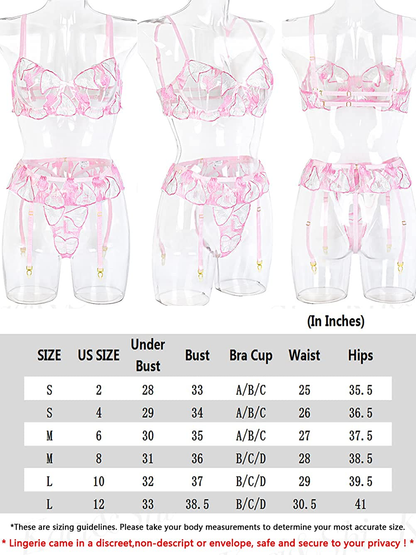 Kaei&Shi Floral Embroidered, Underwire, Cutout Back, G-String, Garter Belt Lingerie for Women Apparel & Accessories > Clothing > Underwear & Socks > Lingerie Kaei&Shi   