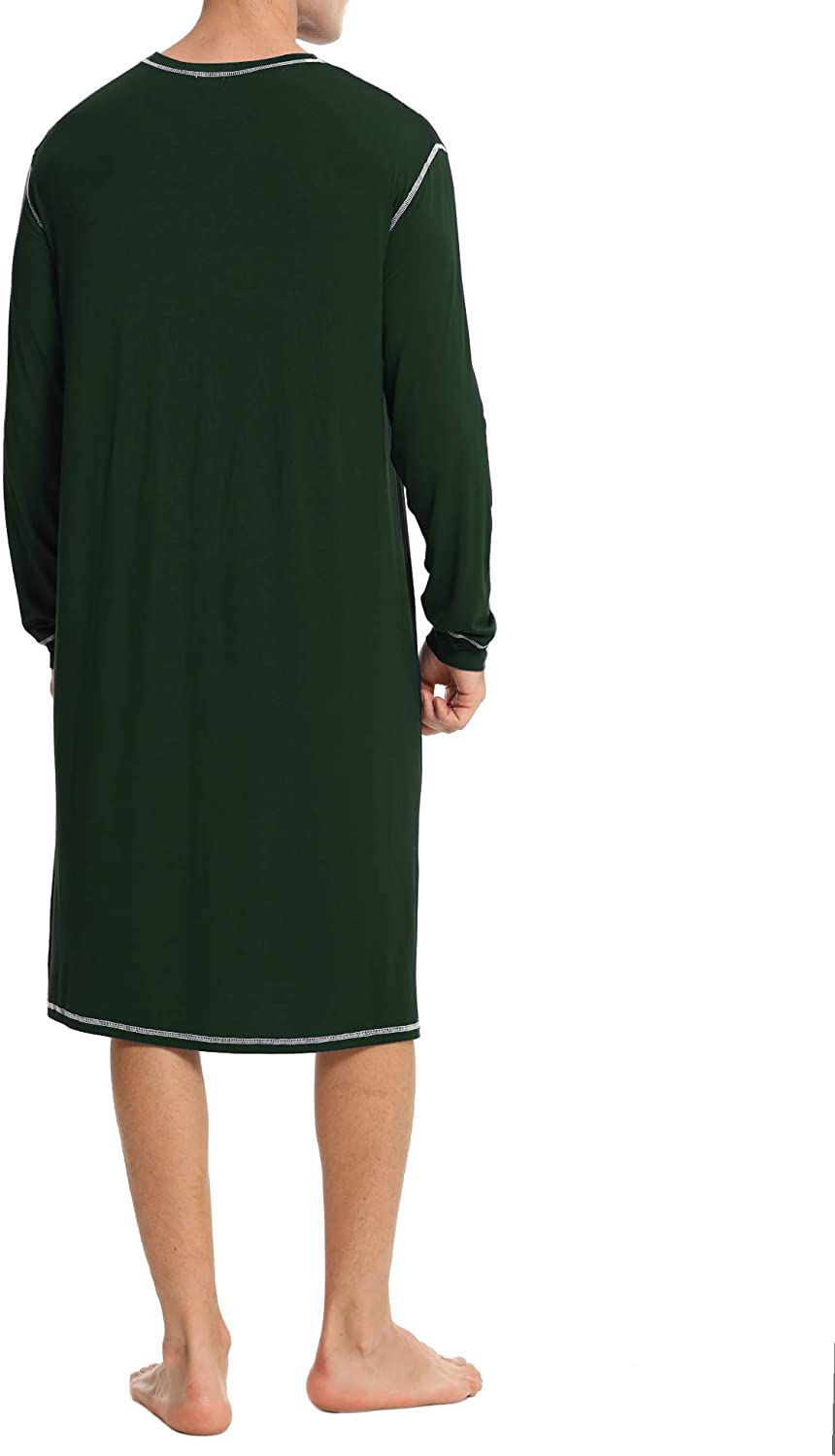 SWOMOG Men'S Nightshirt Long Sleeve Crewneck Modal Nightgown Loose Comfy Sleep Shirt Apparel & Accessories > Clothing > Sleepwear & Loungewear > Nightgowns Kylie Max   