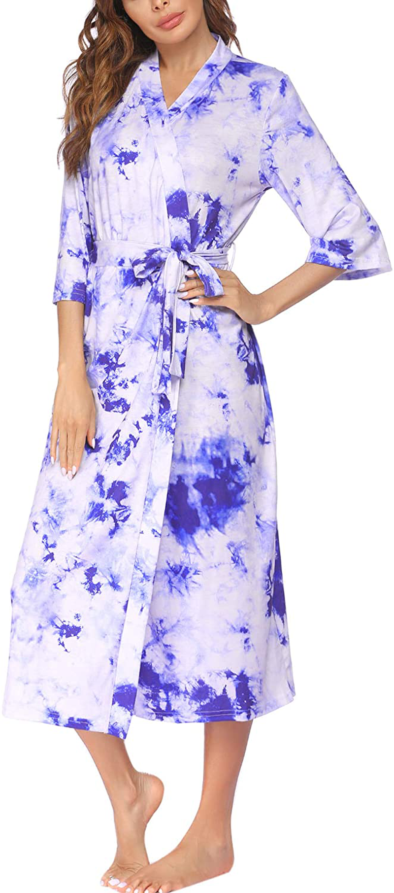 Ekouaer Womens Robes, Lightweight Cotton Robe Soft Sleepwear Ladies Loungewear Dressing Gown Long Bathrobe Apparel & Accessories > Clothing > Sleepwear & Loungewear > Robes Ekouaer   