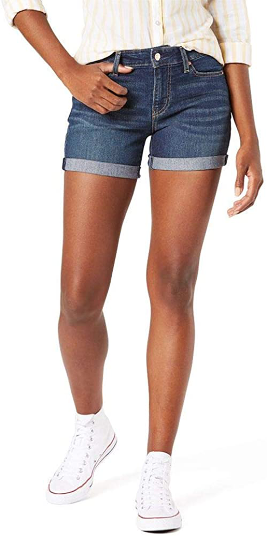 Signature by Levi Strauss & Co. Gold Label Women'S Mid-Rise Shorts (Standard and Plus) Apparel & Accessories > Clothing > Shorts Kylie Max   