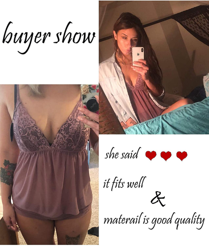 Avidlove Women Lingerie Lace Pajamas Set 2 Piece Babydoll Set Cami Shorts Nightwear Apparel & Accessories > Clothing > Sleepwear & Loungewear Kylie Max   
