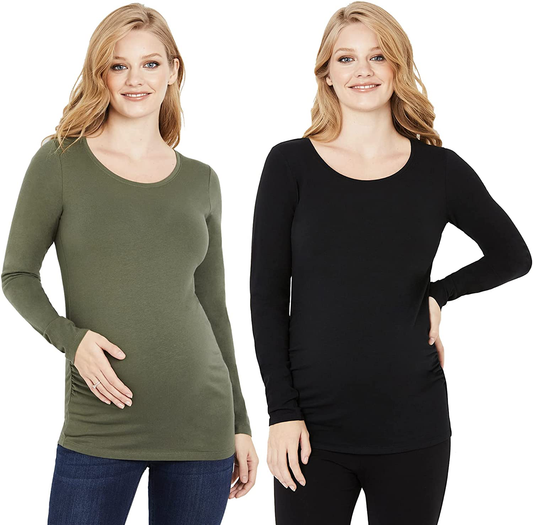 Motherhood Maternity Women'S Bumpstart 2 Pack Long Sleeve Tee Shirts Apparel & Accessories > Clothing > Activewear Kylie Max   