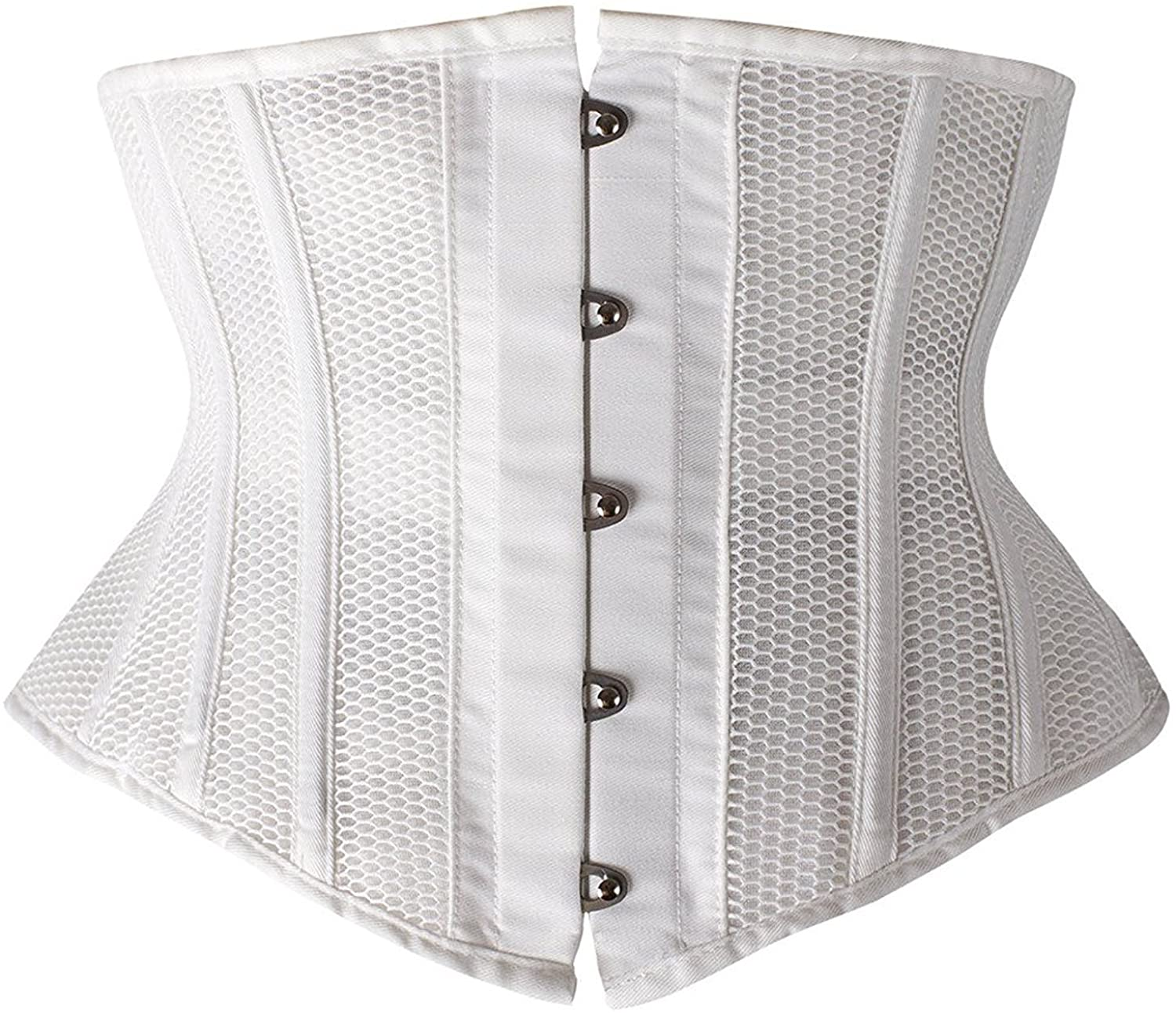 SHAPERX Women'S Heavy Duty Corset Double Steel Boned Waist Trainer Corsets Underbust Body Shaper Apparel & Accessories > Clothing > Underwear & Socks > Lingerie SHAPERX White (Short Torso, Breathable) Small 