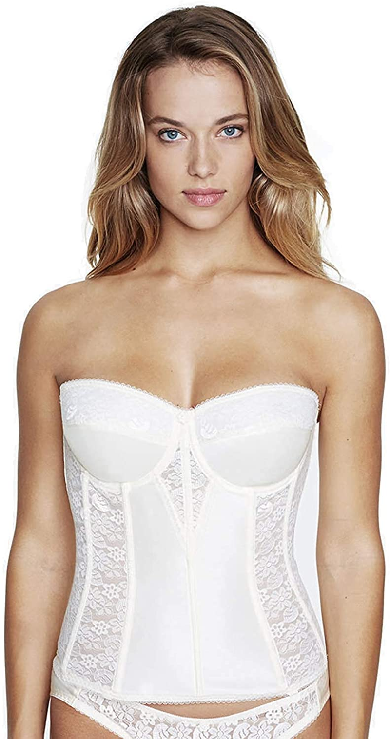 Women'S Lace Longline Corset - Full Length Bridal Bra with Garters Apparel & Accessories > Clothing > Underwear & Socks > Lingerie Dominique Bone 46B 