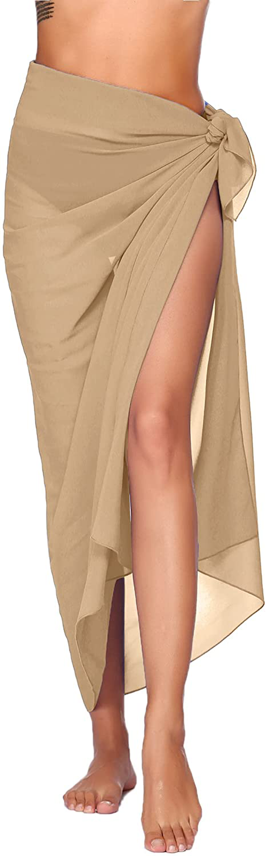 Ekouaer Sarong Swimsuit Coverup for Women Chiffon Long Beach Tie Wrap Skirt Sexy Bikini Sheer Scarf Bathing Suit Bottom Apparel & Accessories > Clothing > Swimwear Kylie Max   