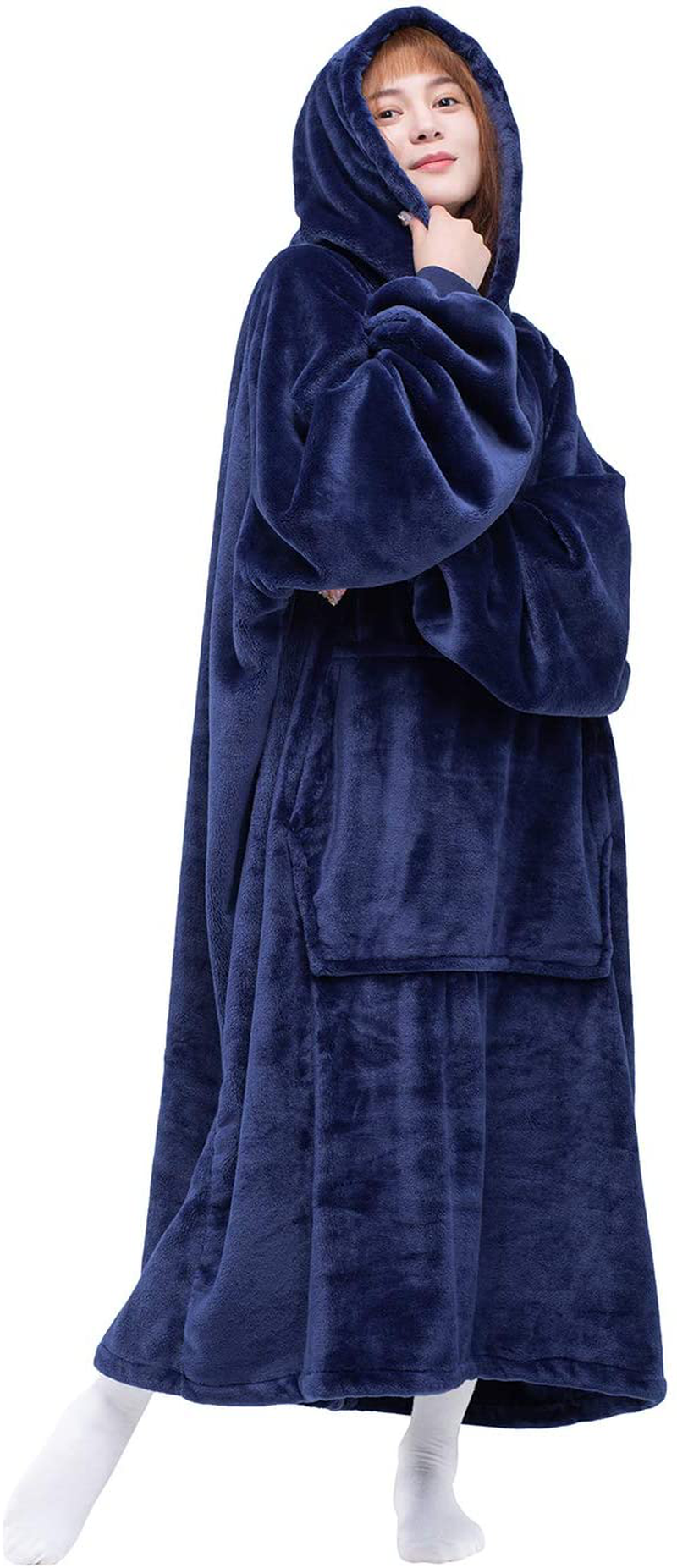 Waitu Wearable Blanket Sweatshirt for Women and Men, Super Warm and Cozy Giant Blanket Hoodie, Thick Flannel Blanket with Sleeves and Giant Pocket - Dark Gray Arts & Entertainment > Party & Celebration > Gift Giving Waitu D Adult 