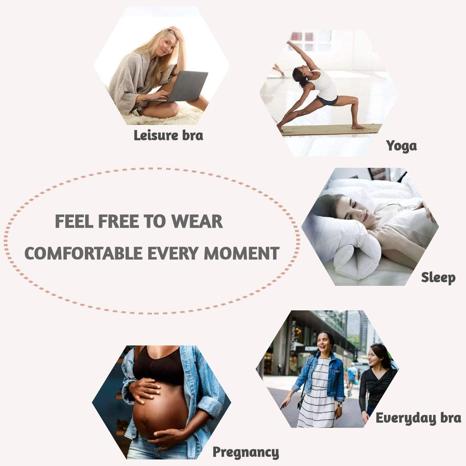 UOTJCNR Women'S Seamless Wireless Invisible Bra Comfy Sleep Bras Thin Soft Daily Bras for Yoga Sport Apparel & Accessories > Clothing > Underwear & Socks > Bras Kylie Max   