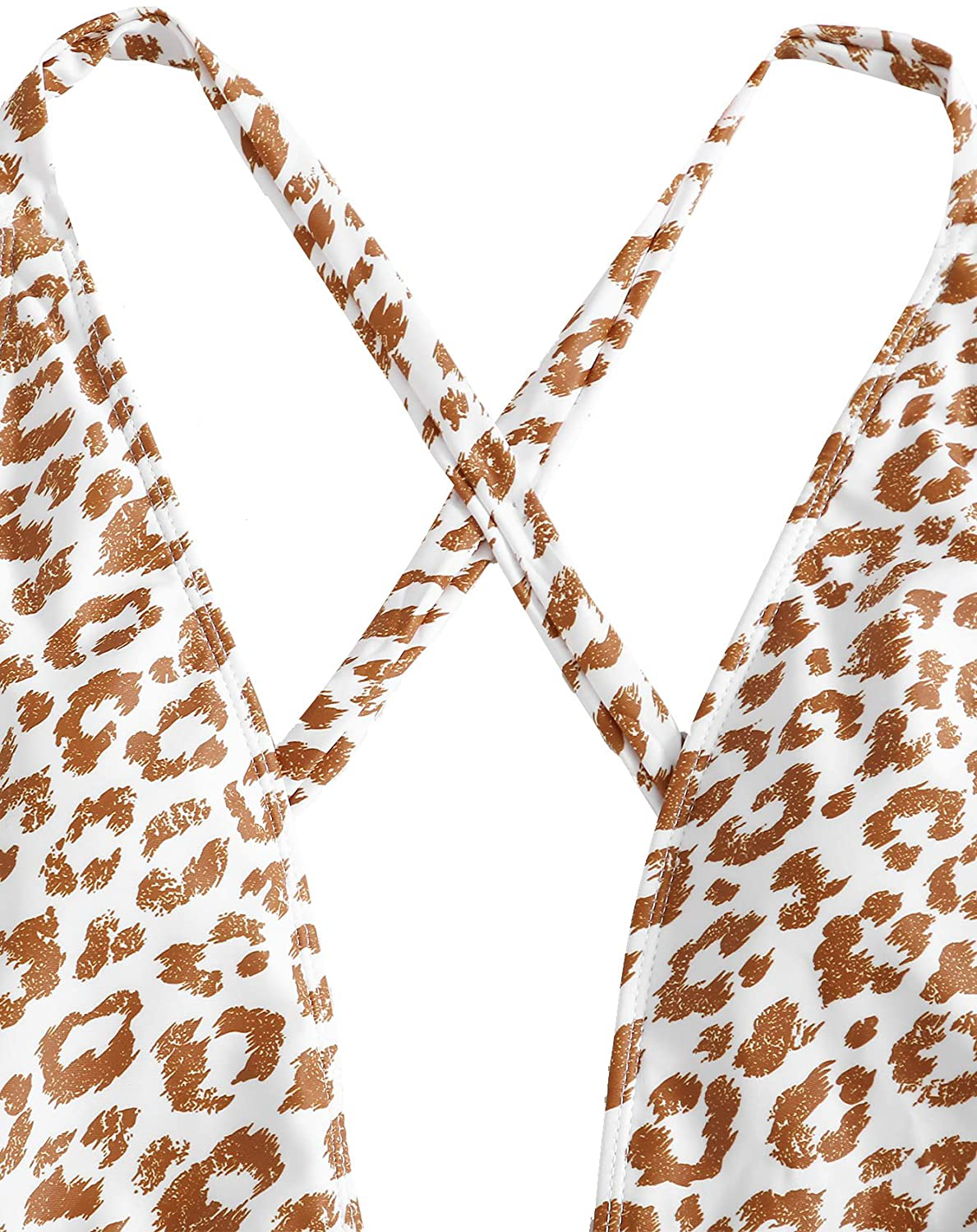 Sweatyrocks Women'S Sexy Bathing Suits Criss Cross Tie Knot Front Deep V Open Back Leopard One Piece Swimwear Apparel & Accessories > Clothing > Swimwear Kylie Max   