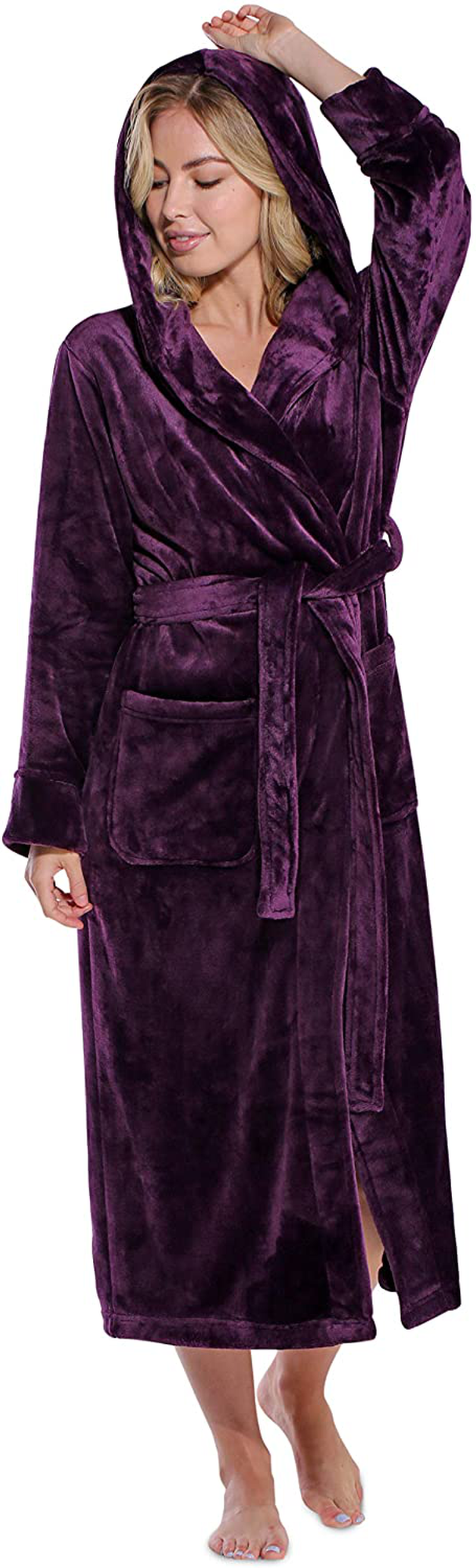 Plush Robes for Women, Soft Warm Fleece Bathrobe for Women, Long Comfy Women'S Robe Apparel & Accessories > Clothing > Sleepwear & Loungewear > Robes Kylie Max   