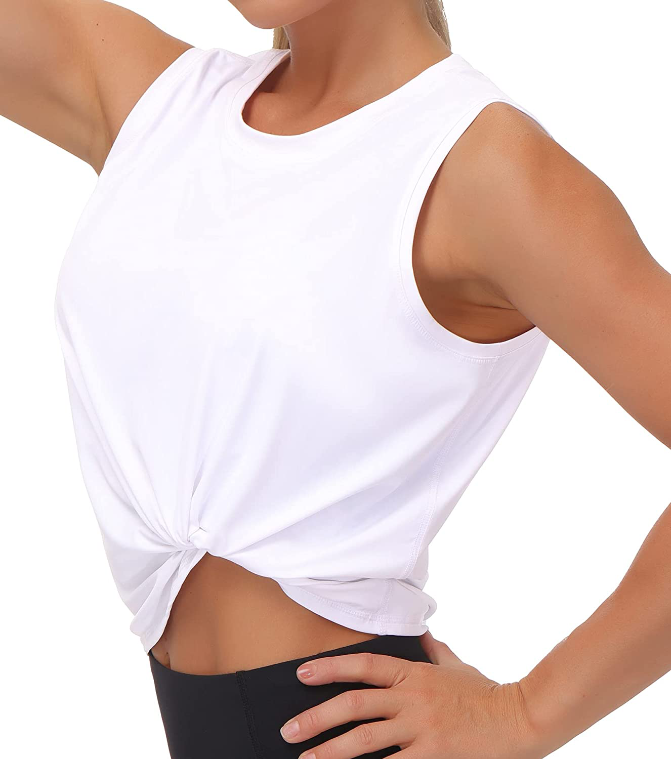 Ice Silk Workout Tops for Women Quick Dry Muscle Gym Running Shirts Sleeveless Flowy Yoga Tank Tops Apparel & Accessories > Clothing > Activewear Kylie Max   