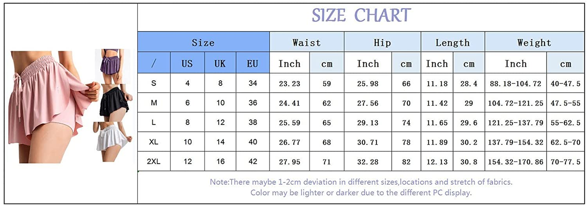 Burband Womens High Waisted Flowy Tennis Skirts Gym Yoga Pants Stretchy Pleated Golf Biker Shorts Summer Cute Lounge Skirts Apparel & Accessories > Clothing > Underwear & Socks > Shapewear Burband   