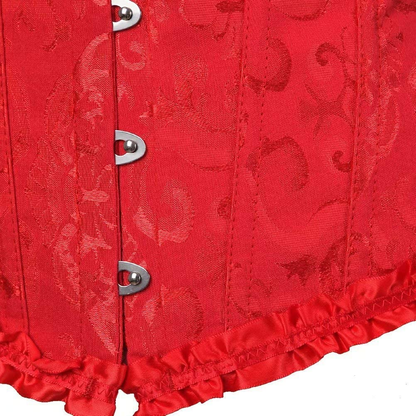 Women'S Lacing Corset Top Satin Floral Boned Overbust Body Shaper Bustier Apparel & Accessories > Clothing > Underwear & Socks > Lingerie SHYMMUO   