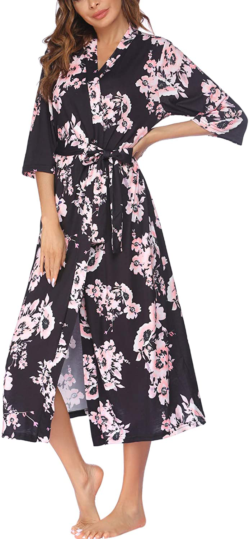 Ekouaer Womens Robes, Lightweight Cotton Robe Soft Sleepwear Ladies Loungewear Dressing Gown Long Bathrobe Apparel & Accessories > Clothing > Sleepwear & Loungewear > Robes Ekouaer   