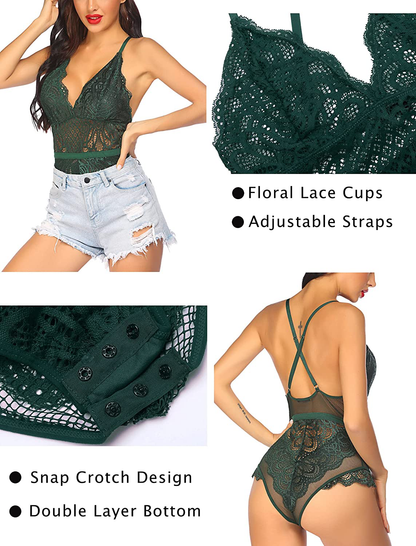Avidlove Snap Crotch Lingerie Sexy Teddy Bodysuit One Piece Lace Babydoll Apparel & Accessories > Clothing > Underwear & Socks > Lingerie Avidlove   