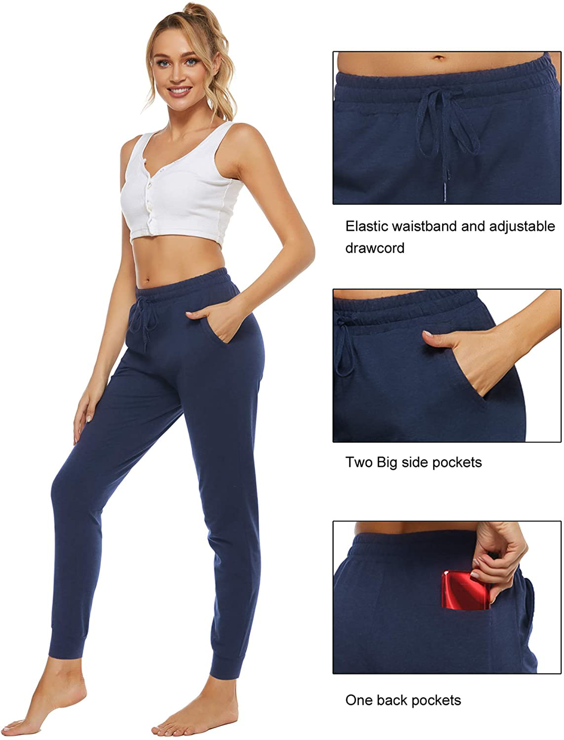 Stelle Women'S Sweatpants Lightweight Yoga Joggers Athletic Workout Track Pants with Pockets 28" Apparel & Accessories > Clothing > Activewear Kylie Max   