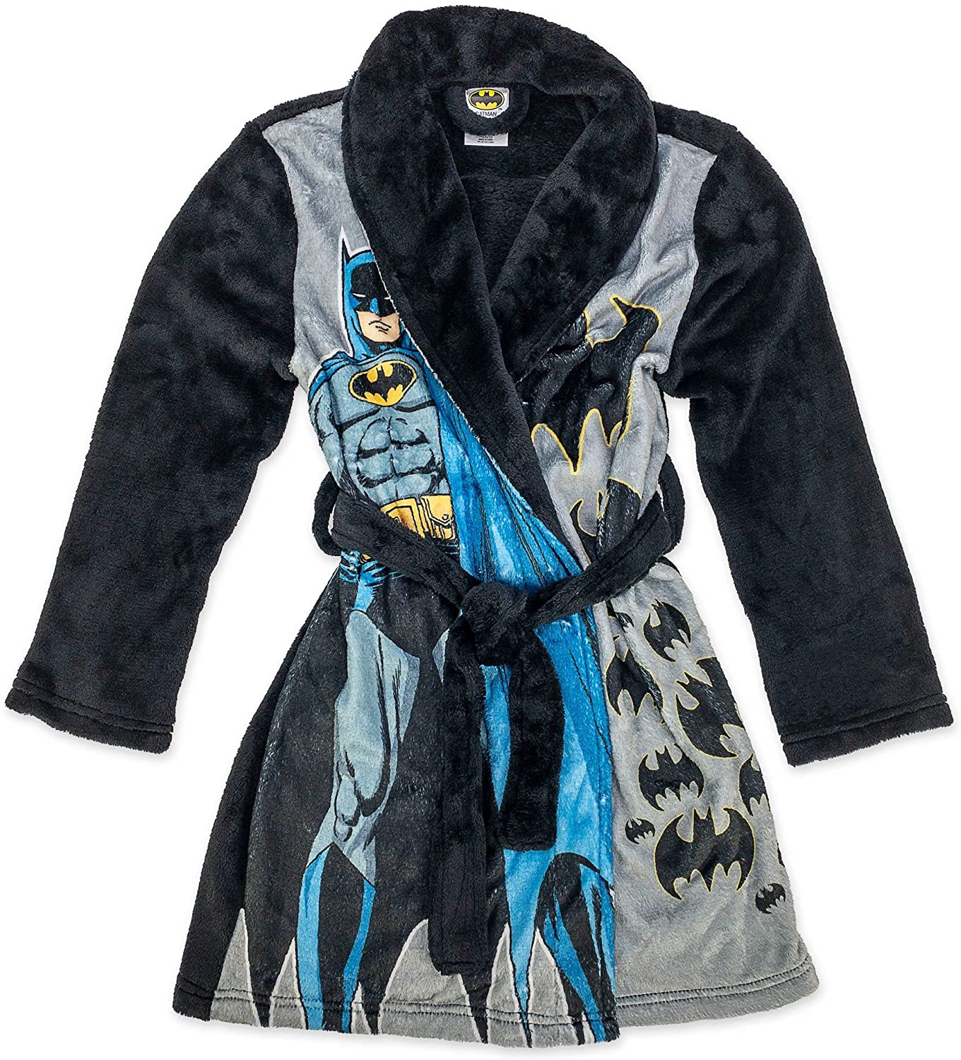 Batman Boys Robe Pajama Set with Slippers, Polyester, Kids Size 4/5 to 10/12 Apparel & Accessories > Clothing > Sleepwear & Loungewear > Robes Kylie Max   