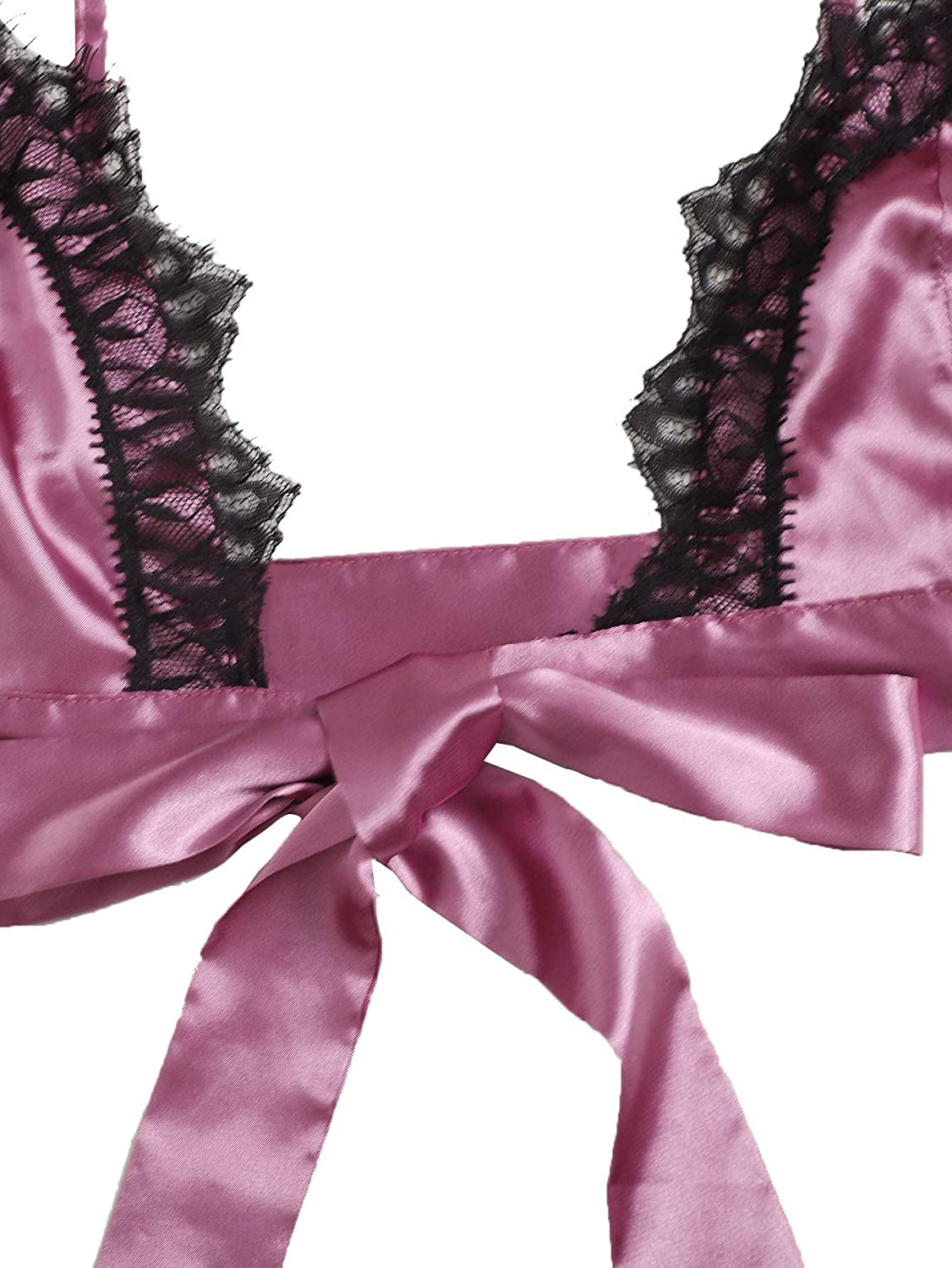 Sweatyrocks Women'S Lace Trim Underwear Lingerie Straps Bralette and Panty Set Apparel & Accessories > Clothing > Sleepwear & Loungewear Kylie Max   