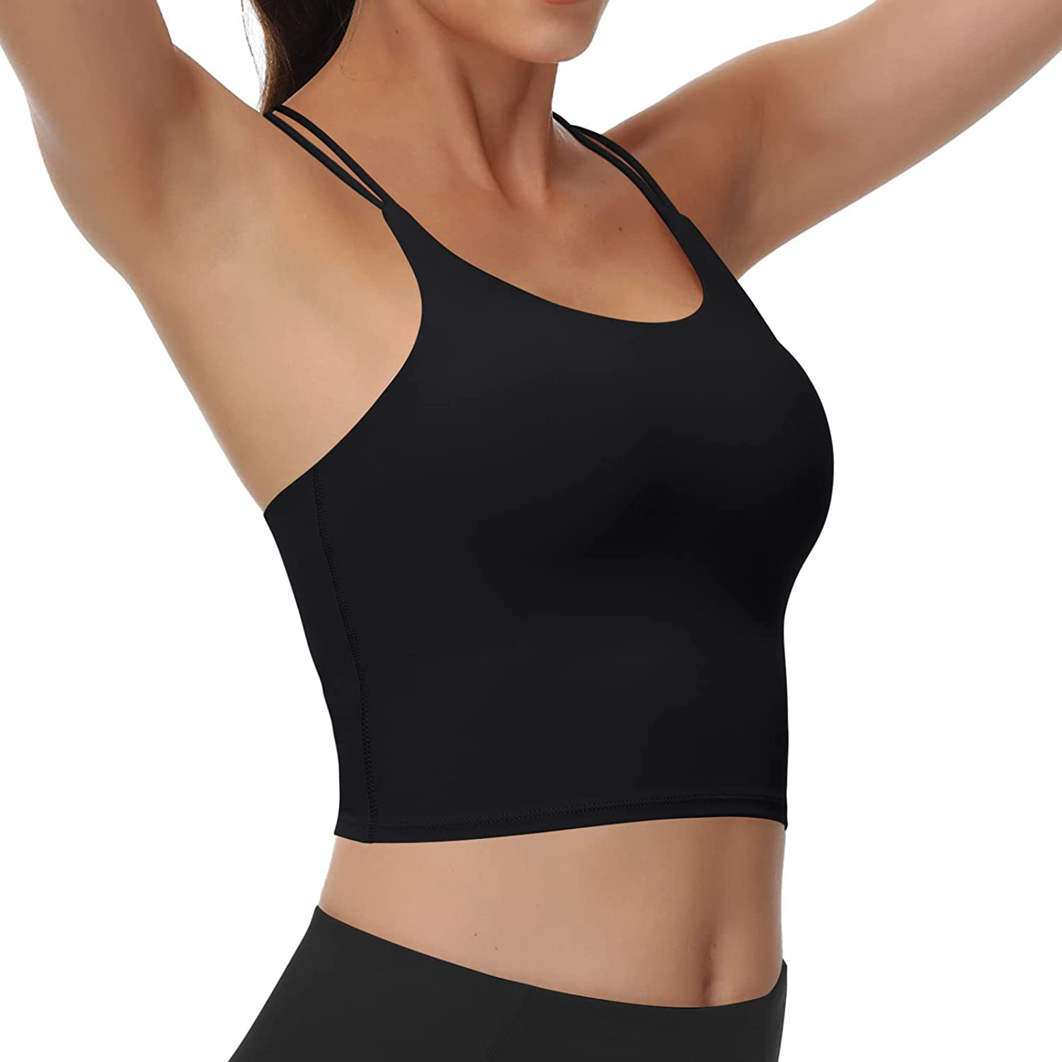 Women'S Longline Sports Bra Padded Strappy Yoga Bra Fitness Running Workout Crop Tank Top（2Pack） Apparel & Accessories > Clothing > Underwear & Socks > Bras Kylie Max   