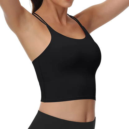 Women'S Longline Sports Bra Padded Strappy Yoga Bra Fitness Running Workout Crop Tank Top（2Pack） Apparel & Accessories > Clothing > Underwear & Socks > Bras Kylie Max   