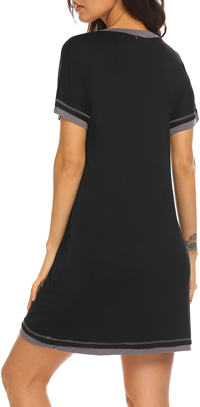Ekouaer Nightgowns for Womens Short Sleeve Nightdress V Neck Nightshirt Comfy Sleep Shirt S-XXL Apparel & Accessories > Clothing > Sleepwear & Loungewear > Nightgowns Kylie Max   