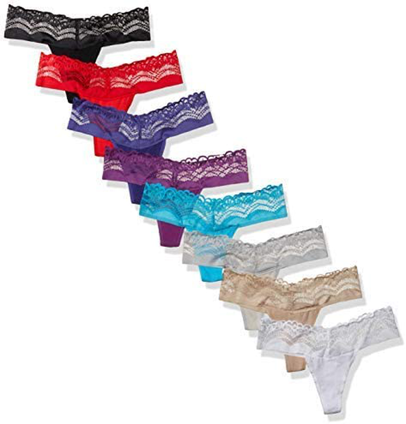 Women's Lace Thongs, T Back Low Waist See Through Panties Sexy Seamless V-Shape Design Lace Thongs for Women Apparel & Accessories > Clothing > Underwear & Socks > Underwear Delcroix 8 Colors Medium 