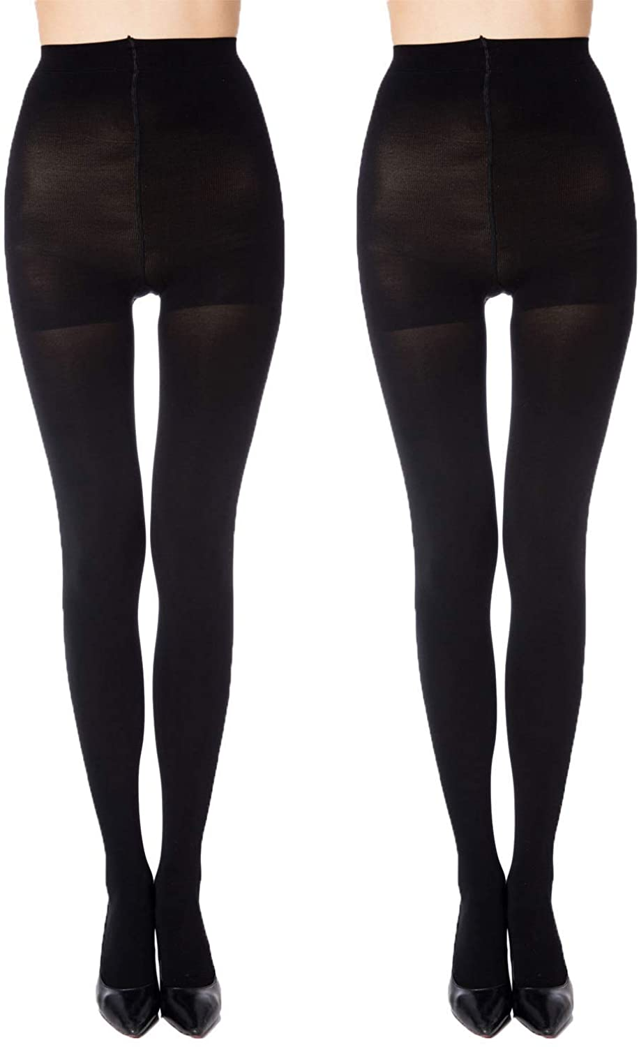 MANZI Run Resistant Control Top Panty Hose Opaque Tights Apparel & Accessories > Clothing > Underwear & Socks > Shapewear MANZI Black Large 