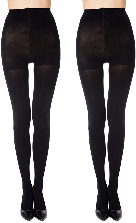 MANZI Run Resistant Control Top Panty Hose Opaque Tights Apparel & Accessories > Clothing > Underwear & Socks > Shapewear MANZI Black Large 