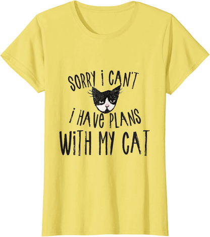 Sorry I can't I have plans with my Cat T-Shirt Arts & Entertainment > Party & Celebration > Gift Giving Caterpillar Lemon Women 2XL