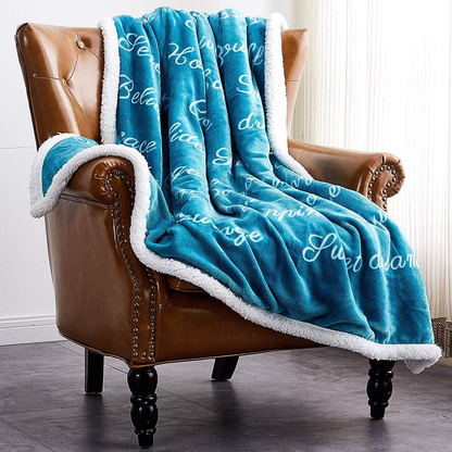 RHF Sherpa Blanket w/Words of Warm Hug, Family, Friendship, Positive Energy Healing Thoughts, Super Soft, Birthday Gifts for Women Men, Gift for Women, Womens Gifts, Mom Birthday Gifts(Throw, Violet) Arts & Entertainment > Party & Celebration > Gift Giving Rose Home Fashion Teal Twin(60"x80") 