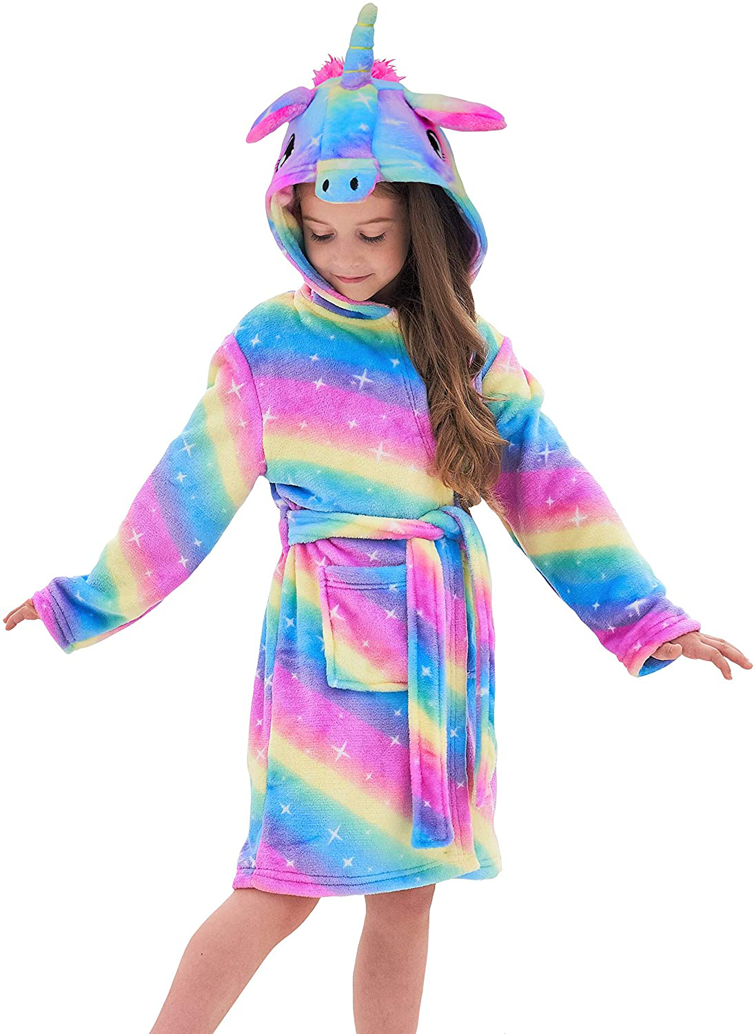 Doctor Unicorn Soft Unicorn Hooded Galaxy Bathrobe - Unicorn Gifts for Girls Apparel & Accessories > Clothing > Sleepwear & Loungewear > Robes Kylie Max   