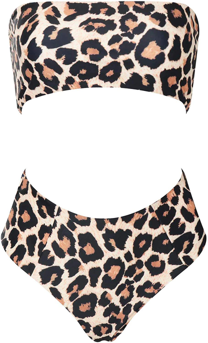 OMKAGI Women's 2 Pieces Bandeau Bikini Swimsuits Off Shoulder High Waist Bathing Suit High Cut Apparel & Accessories > Clothing > Swimwear OMKAGI   