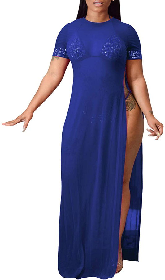 Perzeal Women'S Sexy Sleeveless Swimsuit Cover Ups Sheer Crochet plus Size Beach Bikini See through Swimwear Maxi Dresses Apparel & Accessories > Clothing > Swimwear Kylie Max   
